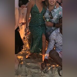 Elegant Green Floral Dress